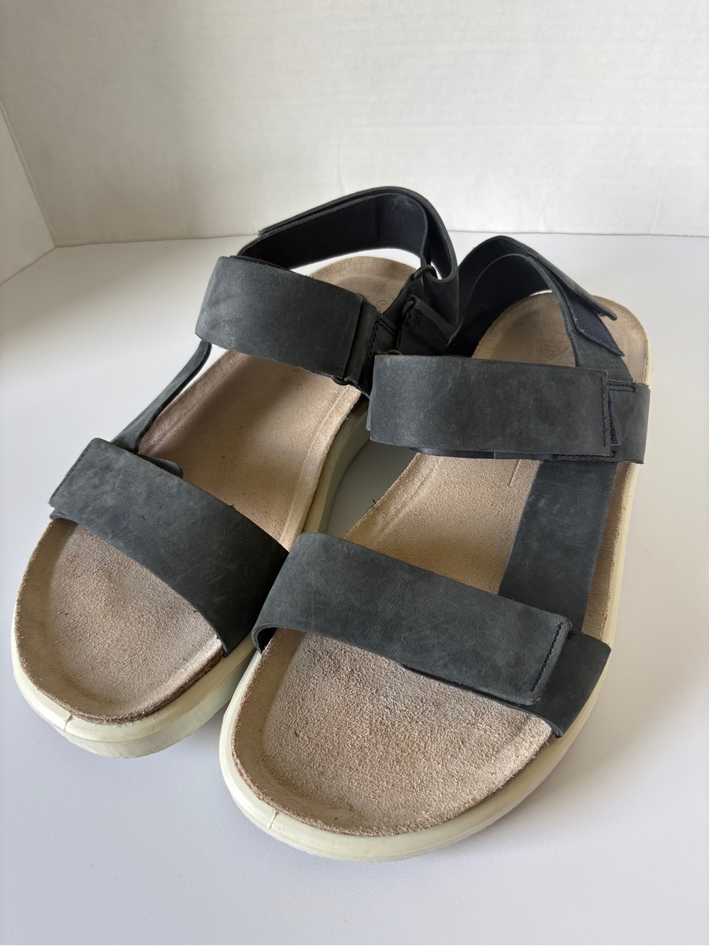 ECCO Corksphere Black Leather Sandals‎